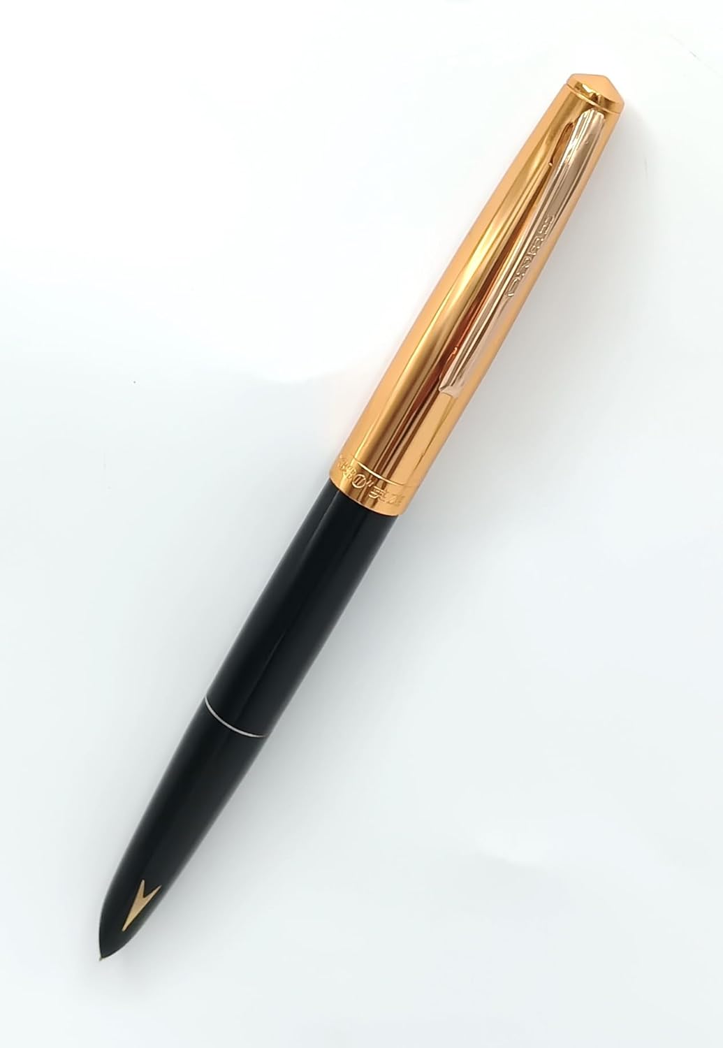 Hero Pen 330 Original Fountain Pen – Iridium Tipped Fine Nib, Gold Cap, Black Body