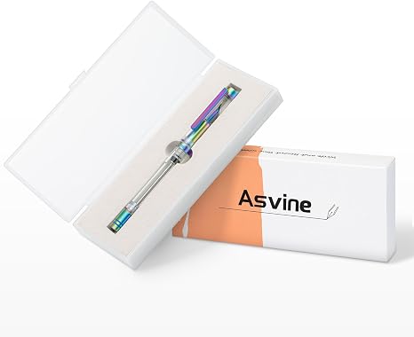 Asvine V200 Rainbow Titanium Vacuum Filling Fountain Pen, Fine & Medium Nib