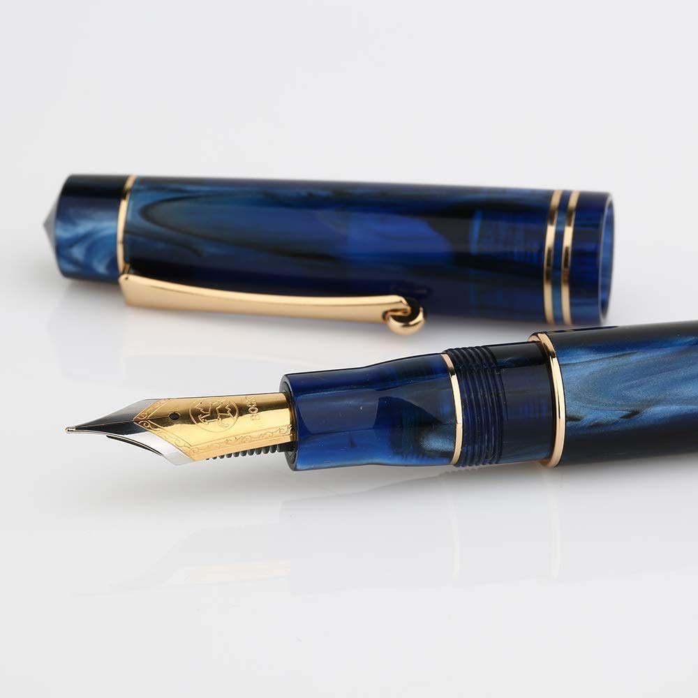 Bock Nib Moonman M800 Bock Moonman M800 Blue Acrylic Fountain Pen