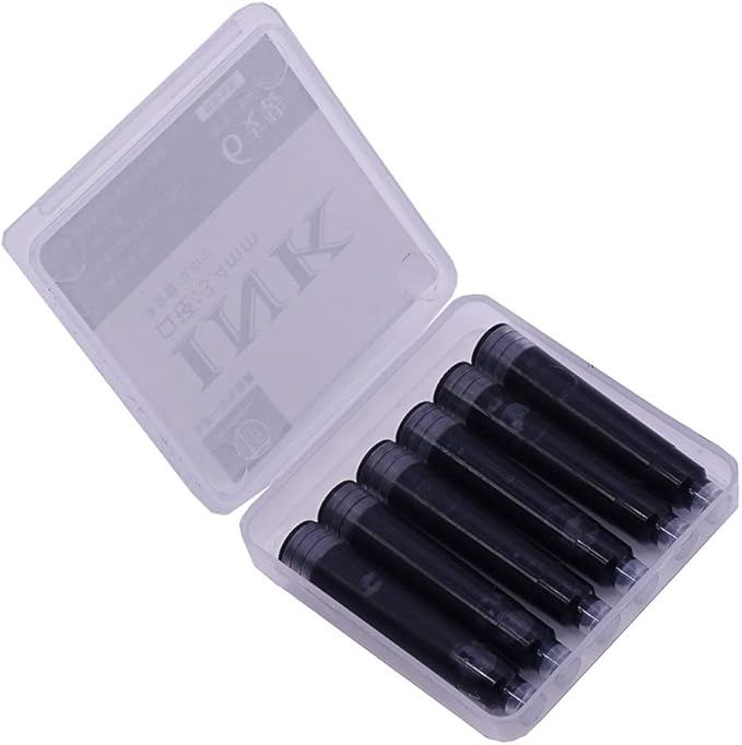 Majohn Fountain Pen Ink Cartridges Black Pack of 6 – 2.6mm & 3.4mm Universal Refill Cartridges, 0.8ml Smooth Writing Ink for Fountain Pens