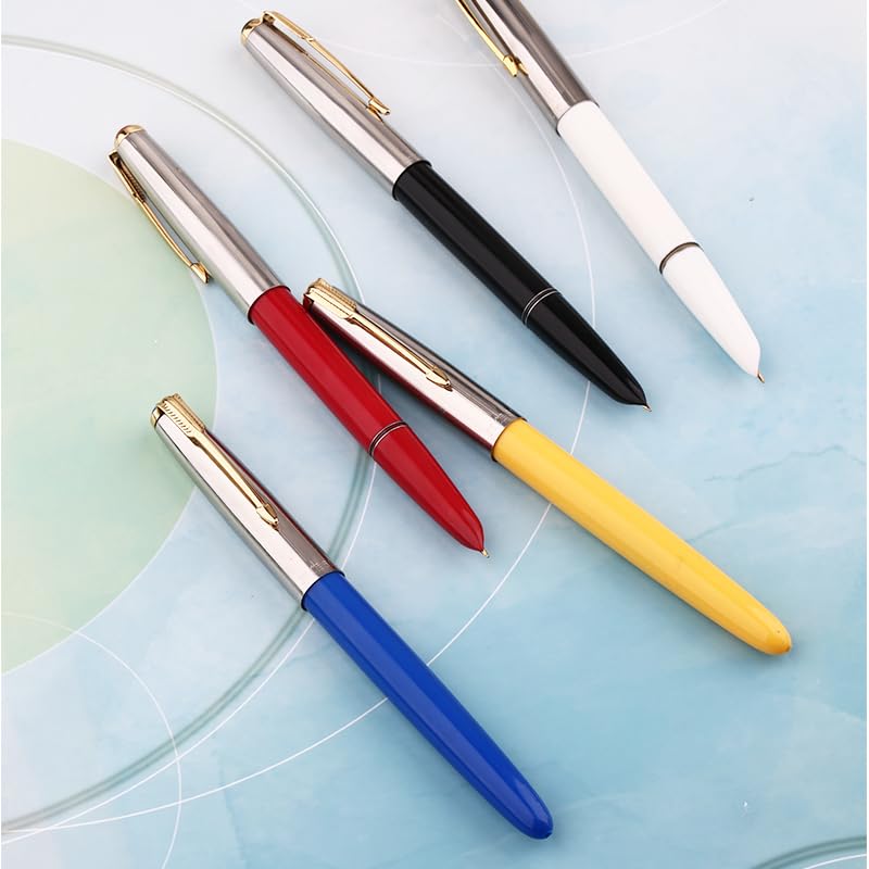 Hero 616 Fountain Pen with Iridium Extra-Fine 0.3mm Nib – Gold Cap, Smooth Writing, Lightweight Design with Converter – Available in Black, White, Yellow, Blue & Red