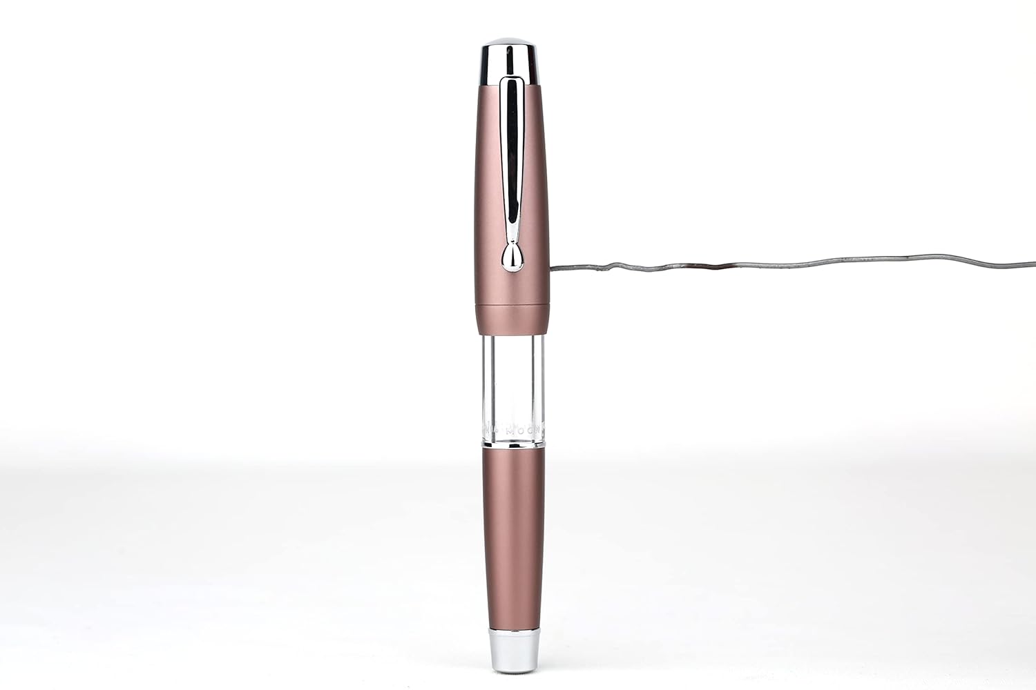 Moonman T2 Fountain Pen Elastic Piston Filling Fine Nib, Brown Acrylic Alloy Large-Capacity Ink Pen with Gift Box Set
