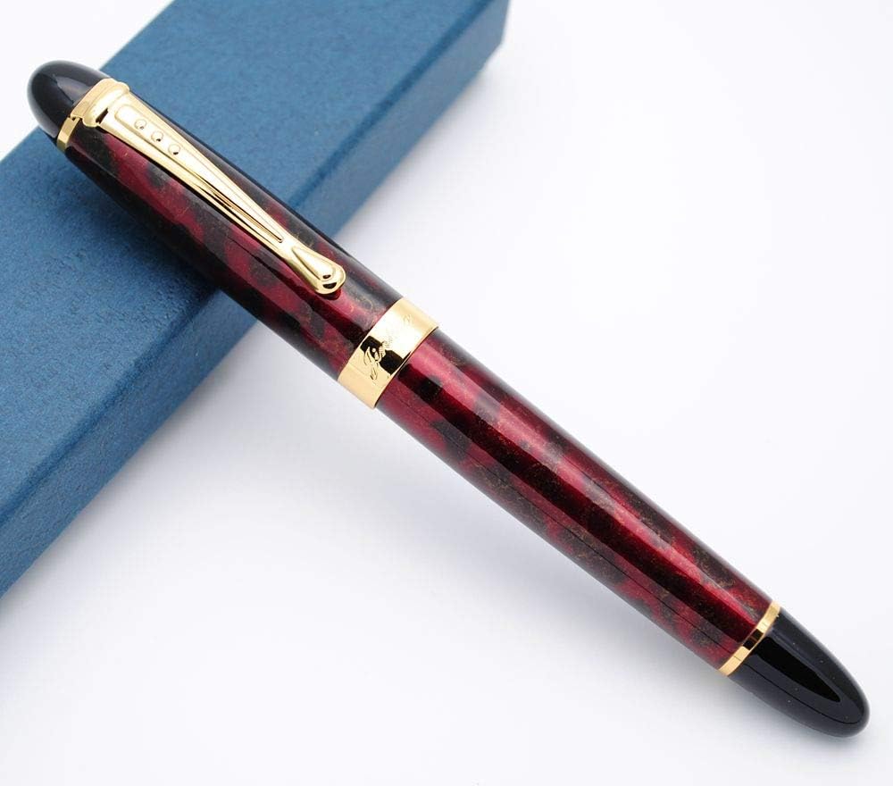 Jinhao X450 Fountain Pen – Marble Red Color, Gold Trim, Medium Nib Options, Elegant Writing Instrument