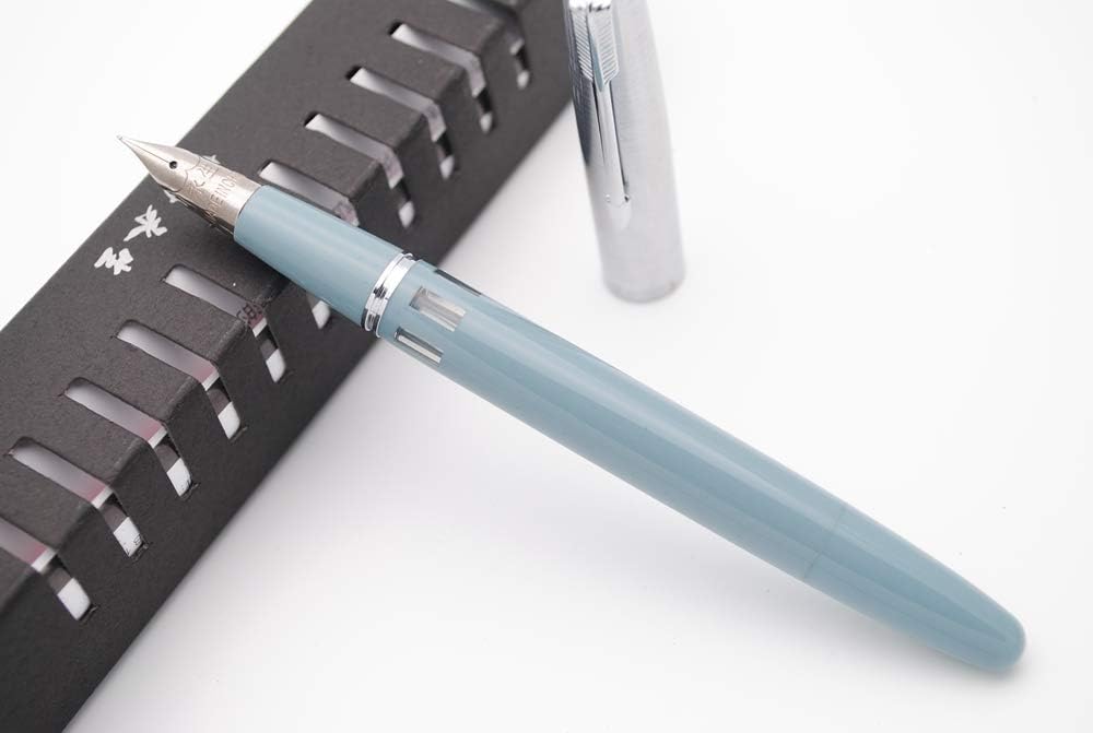 Wing Sung 601A Lake blue Vacumatic Fountain Pen – Fine 0.5mm Nib, Resin Body with Steel Cap, Push-Type, Converter & Box (No Ink)