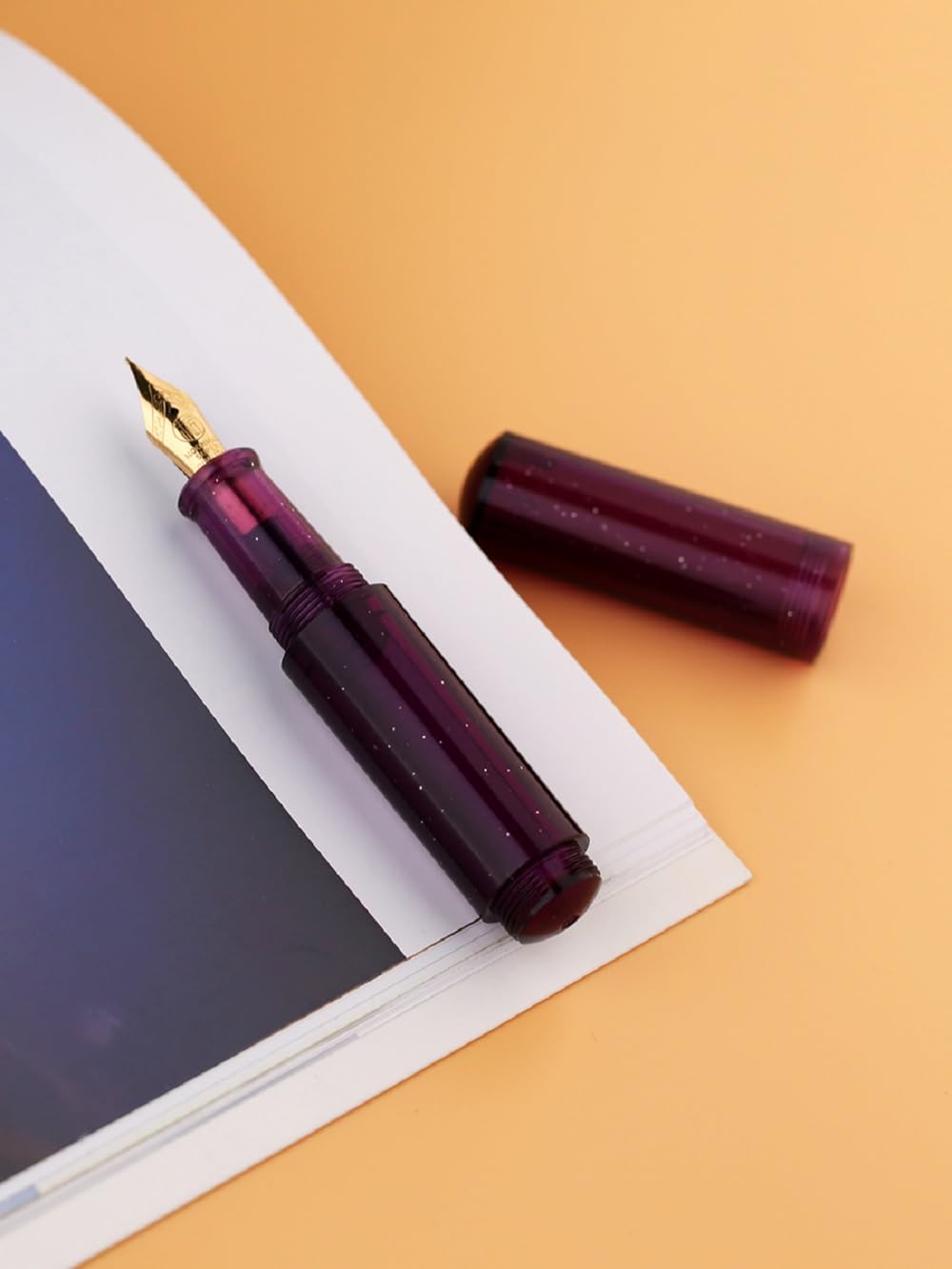 Moonman Wancai Mini Fountain Pen – Starry Purple Acrylic Pocket Pen, Extra Fine & Fine Iridium Nib, Eyedropper Filling System