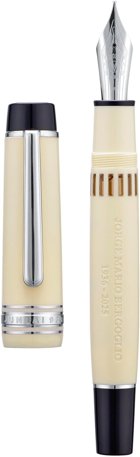 Wing Sung Junlai 930 Piston Fountain Pen – Limited Edition Ivory White (Silver Trim) (Fine, Medium, Broad Nib)