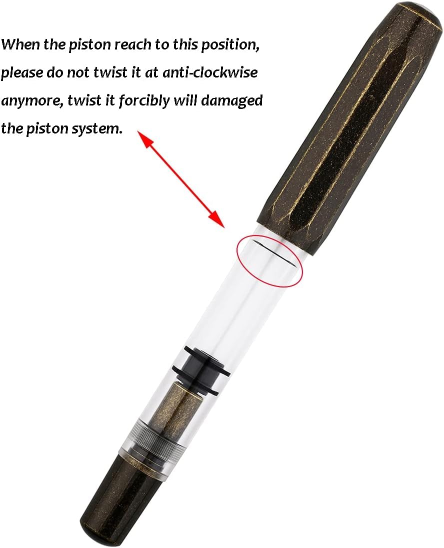 Moonman T1 Fountain Pen – Vintage Brass & Clear Body, Fine Nib, Piston Filling System, Clipless Design