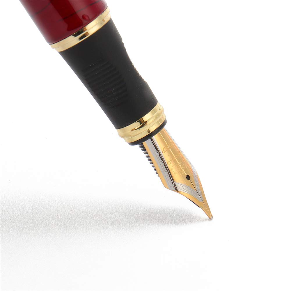 Jinhao X450 Fountain Pen – Spiral Red Color, Gold Trim, Medium Nib Options, Elegant Writing Instrument