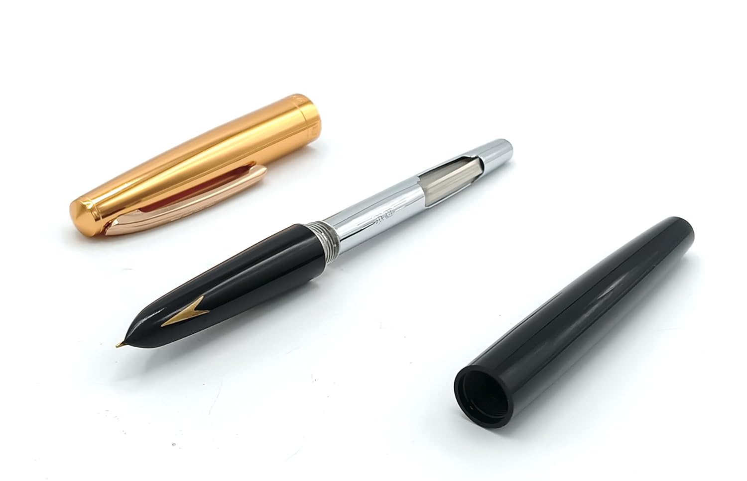 Hero Pen 330 Original Fountain Pen – Iridium Tipped Fine Nib, Gold Cap, Black Body