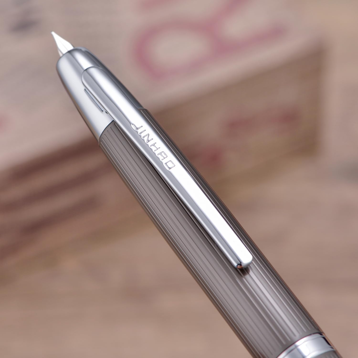 Jinhao 10 Capless Fountain Pen with Box, Retractable Fine Nib with Converter Set, Clip Version, Metal Body
