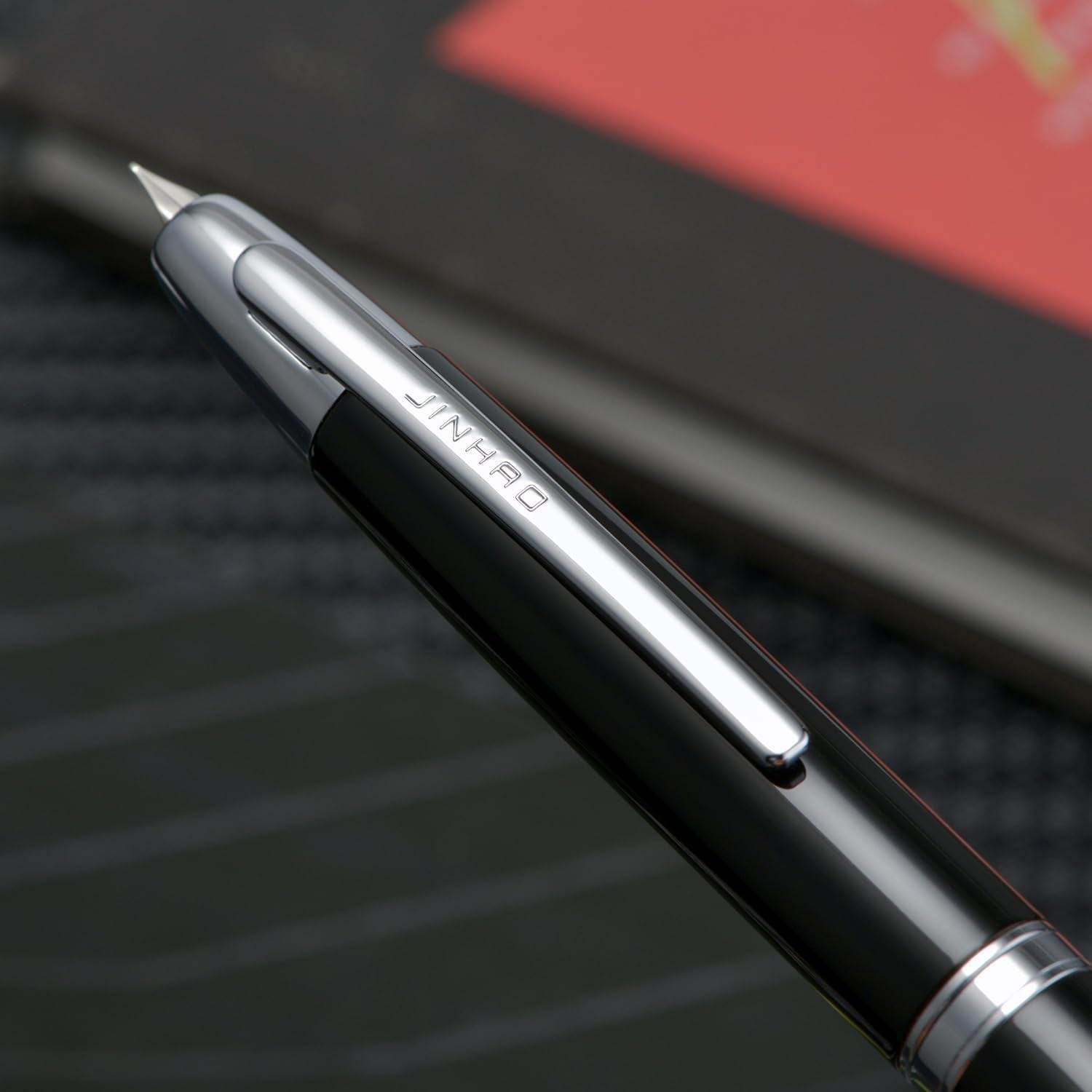 Jinhao 10 Capless Fountain Pen with Box,Retractable Fine Nib with Ink Converter Set (Silver Clip)