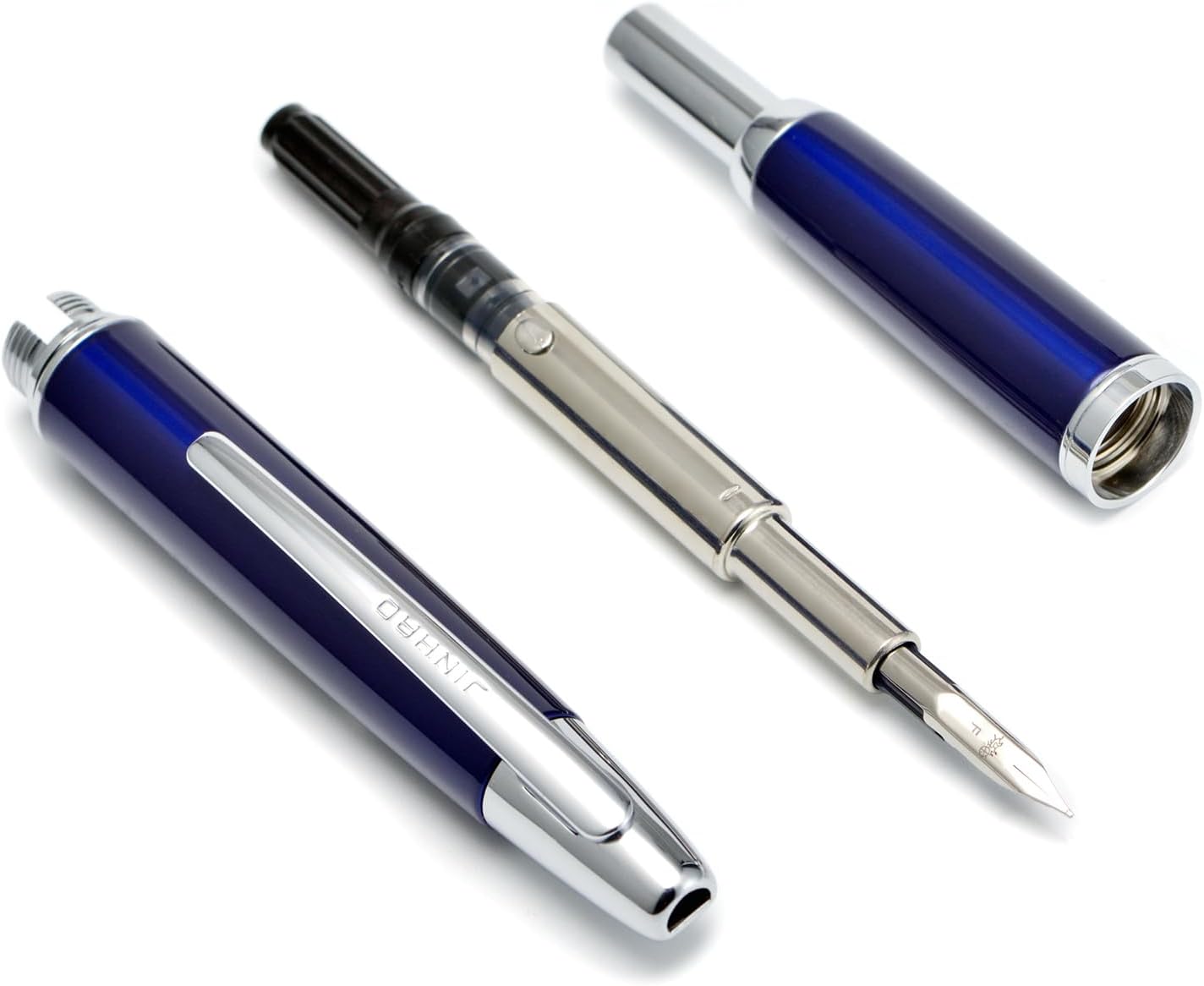 Jinhao 10 Capless Fountain Pen with Box,Retractable Fine Nib with Ink Converter Set (Silver Clip)