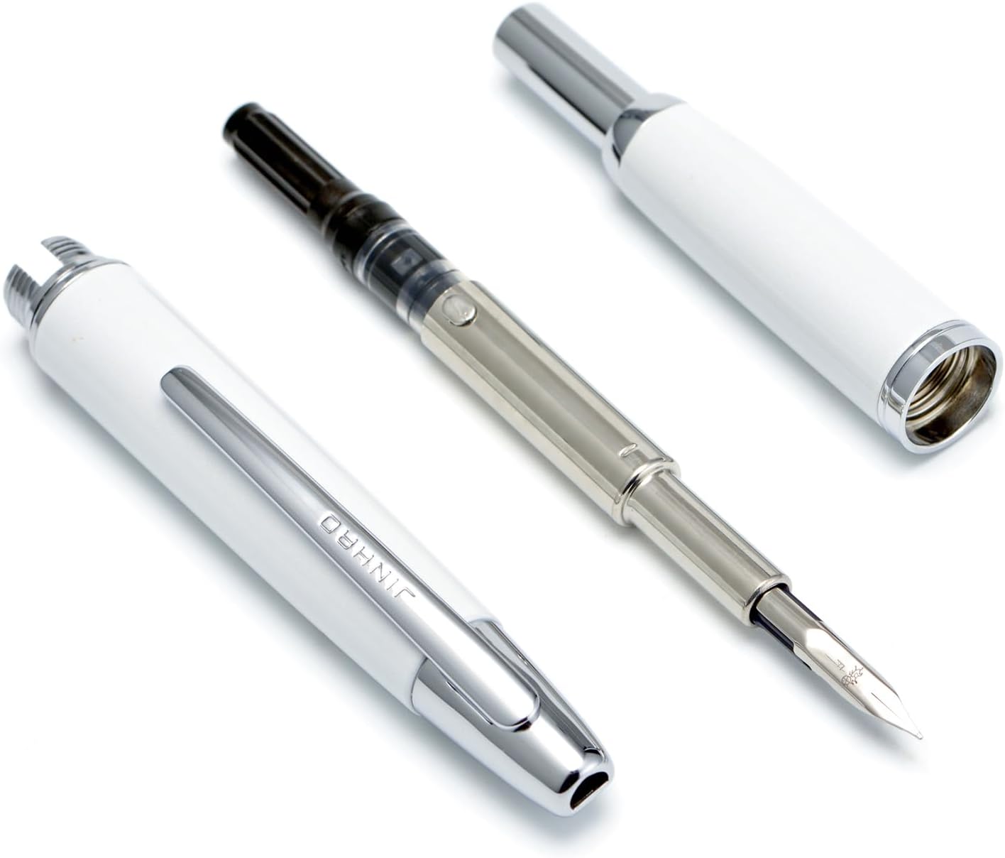 Jinhao 10 Capless Fountain Pen with Box,Retractable Fine Nib with Ink Converter Set (Silver Clip)