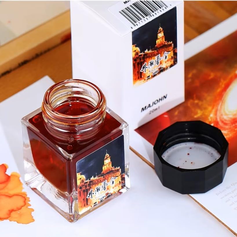 Moonman Magic City Amber Orange Gold Powder Shimmer Fountain Pen Ink – The Bund, 20ml Bottled Ink for Calligraphy, Journaling & Creative Writing