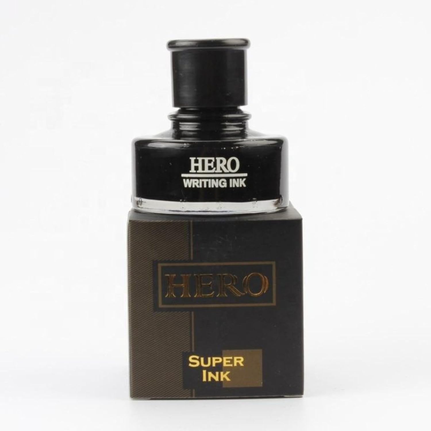 Hero 440 Fountain Pen 50ml Ink – Pure Black, Non-Carbon, Quick-Drying, Non-Blocking Ink for Fountain Pens, Calligraphy & Office Use