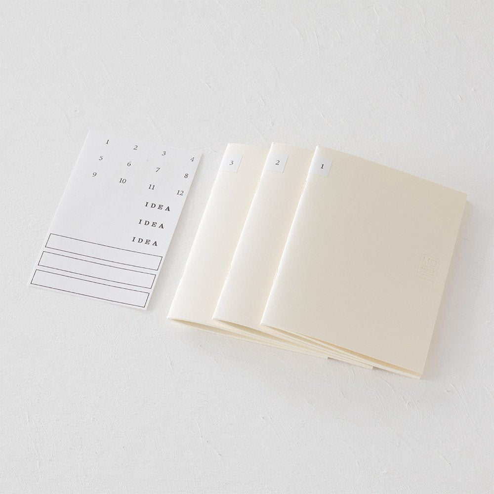 Midori MD Notebook – A6 Size, Blank Pages, Set of 3 (48 Pages Each), Soft Paper Cover, Japanese Minimalist Design