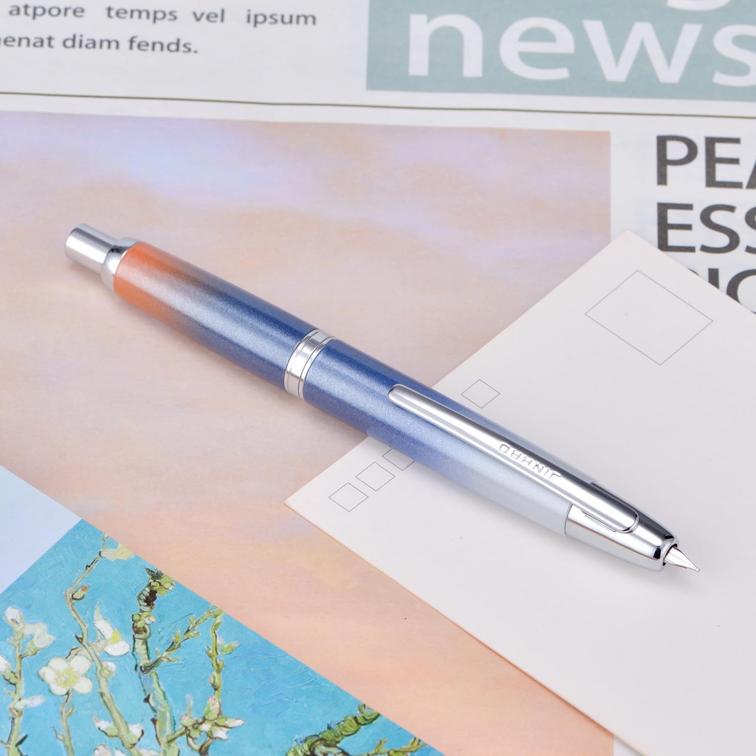 Jinhao 10 Capless Fountain Pen with Box, Retractable Fine Nib with Converter Set, Metal Body, Silver Clip Version