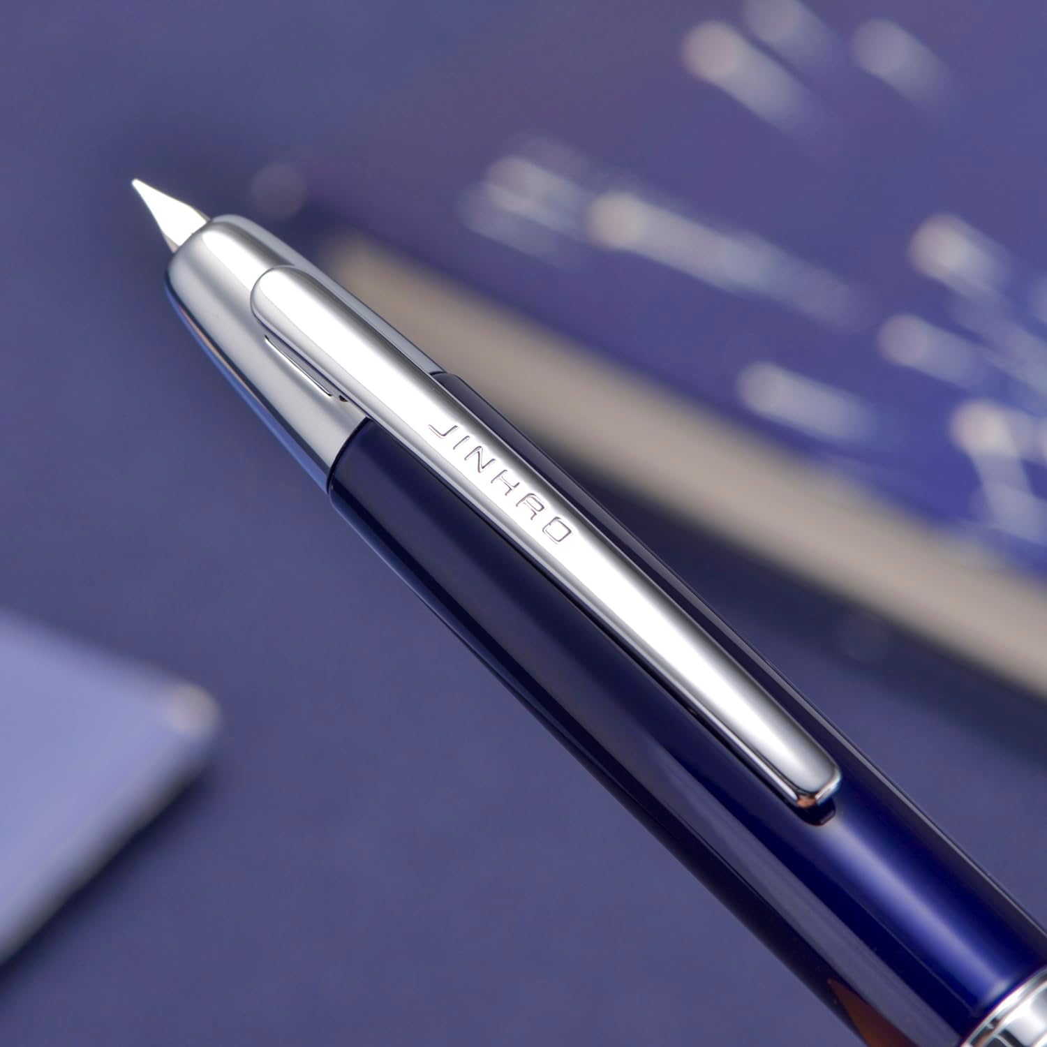 Jinhao 10 Capless Fountain Pen with Box,Retractable Fine Nib with Ink Converter Set (Silver Clip)