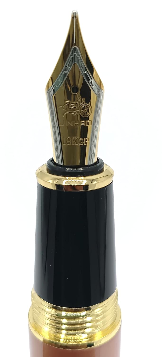 Jinhao 159 Heavyweight Signature Fountain Pen – Shiny Gold with Gold Trims, Streamlined Design, Medium Nib & Ink Converter