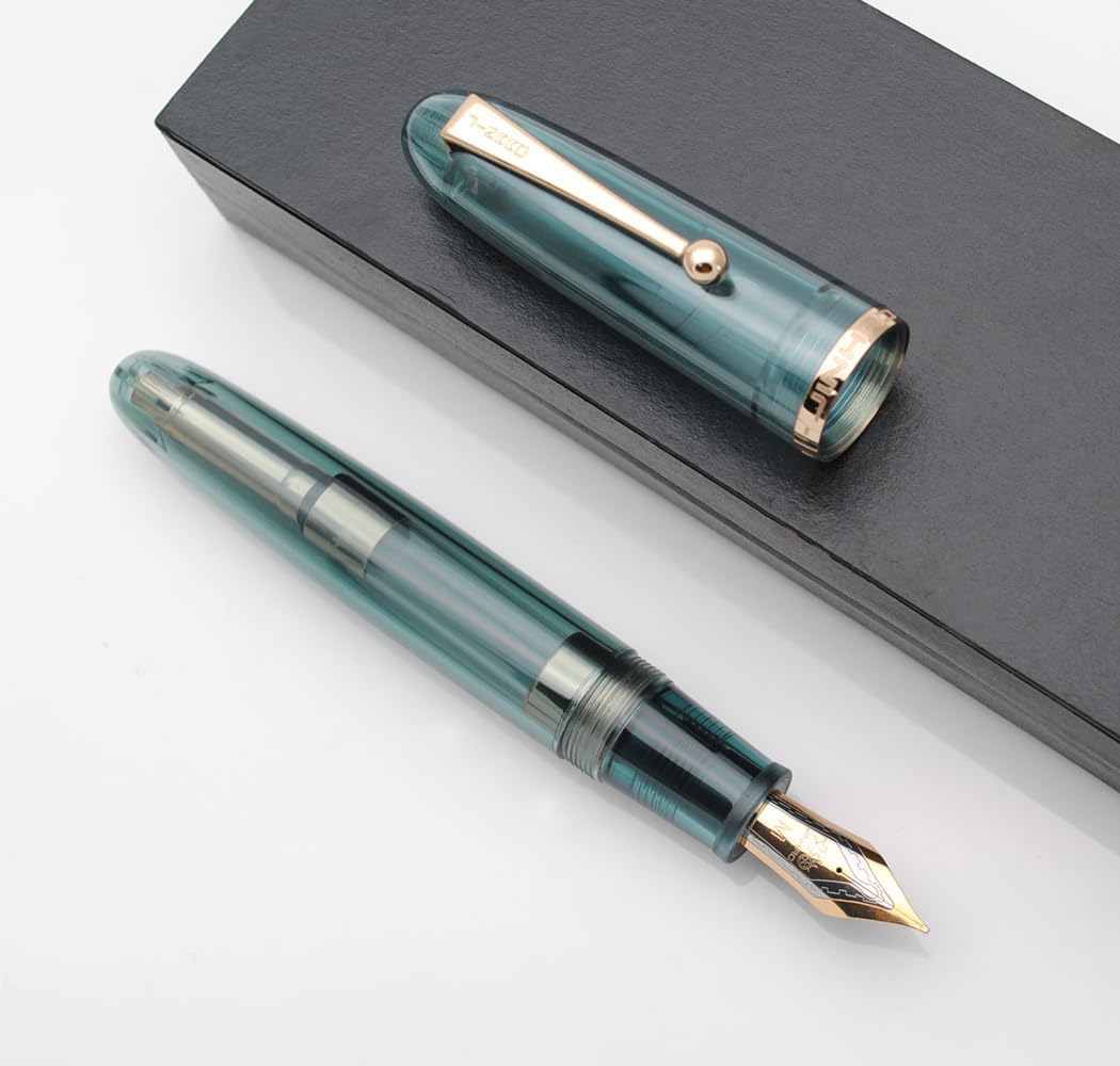 Jinhao 9019 Dadao Transparent Blue Fountain Pen – Oversized #8 Nib with Large-Capacity Ink Converter