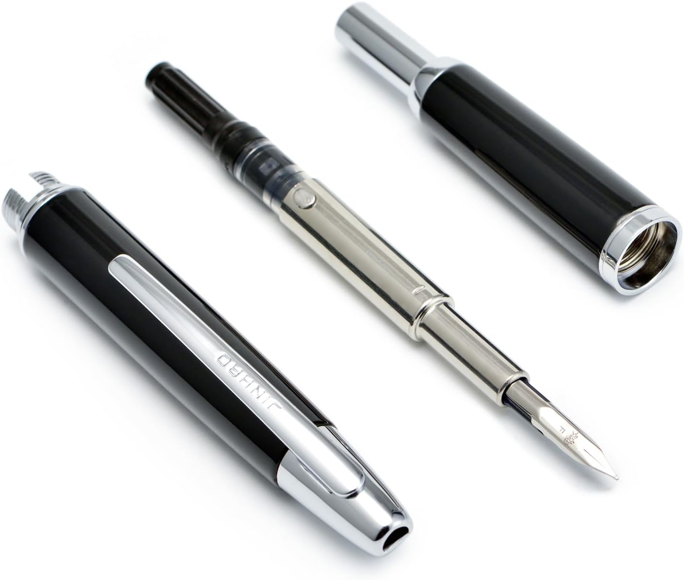Jinhao 10 Capless Fountain Pen with Box,Retractable Fine Nib with Ink Converter Set (Silver Clip)