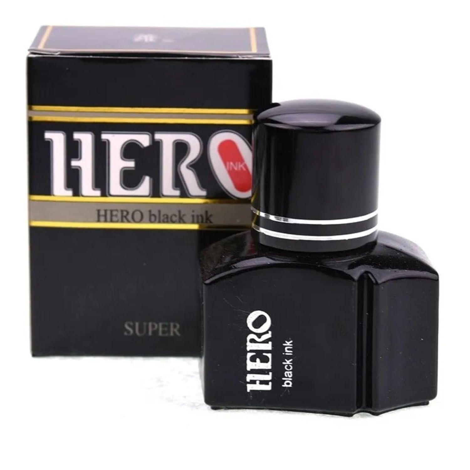 Hero 400 Fountain Pen Ink Bottle – 25ml Pure Black, Non-Carbon Ink for Fountain Pens, Dip Pens & Calligraphy – Quick Dry, Smudge-Free, Safe for Nibs