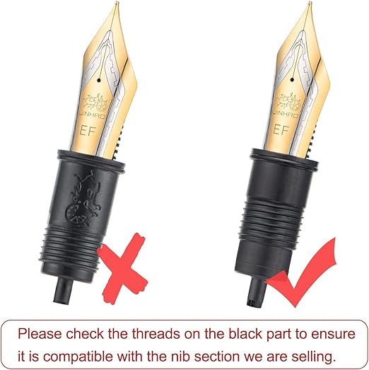 Set of 3 Jinhao X159 and 9019 Fountain Pen Replacement Nib Parts (EF, F and M) Gold Trim