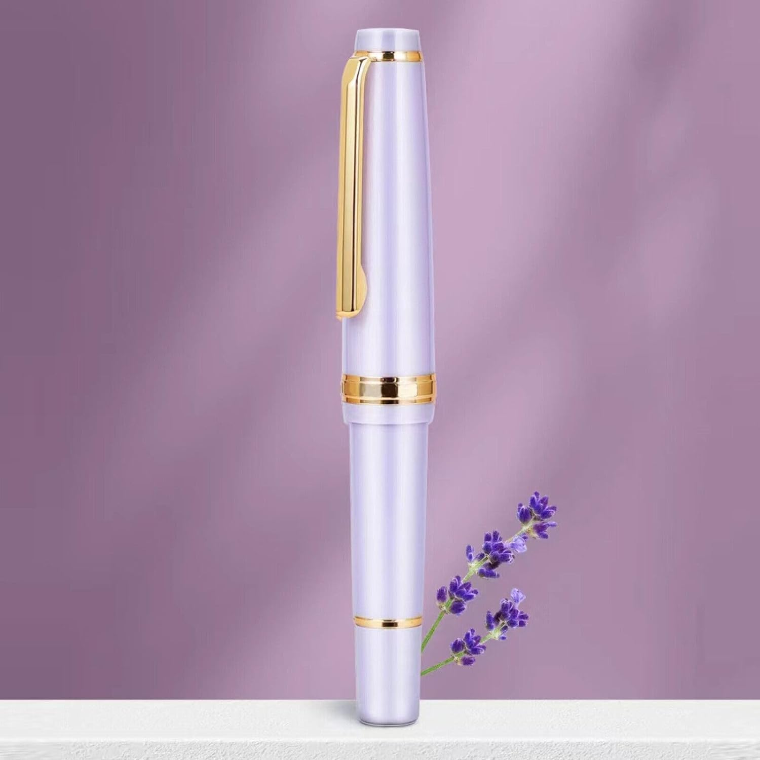 Jinhao 82 Mini Fountain Pen , Smooth Writing Pocket Pen, Gold Trim, Acrylic Purple-Green, Includes Converter