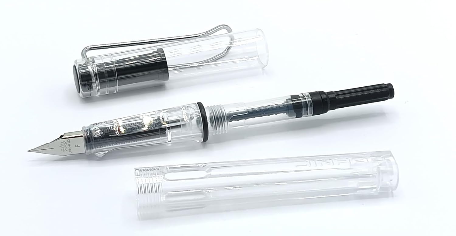 Jinhao 599 Alstar Designer Transparent White Fountain Pen - Fine Nib, Smooth Writing Pen for Students and Office
