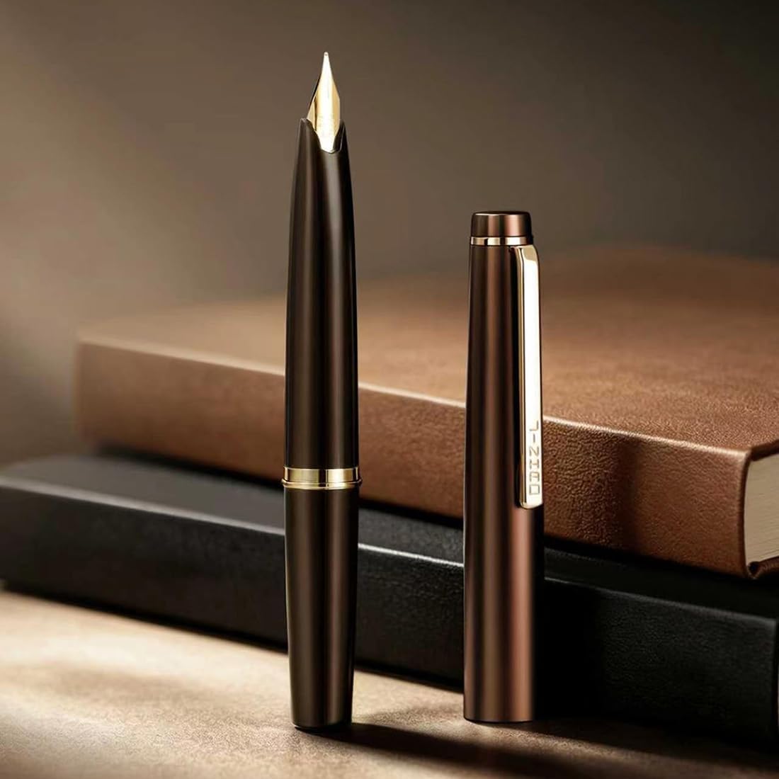 2 Pcs Jinhao 59 Mini Fountain Pen Combo – Champagne Gold & Coffee Brown