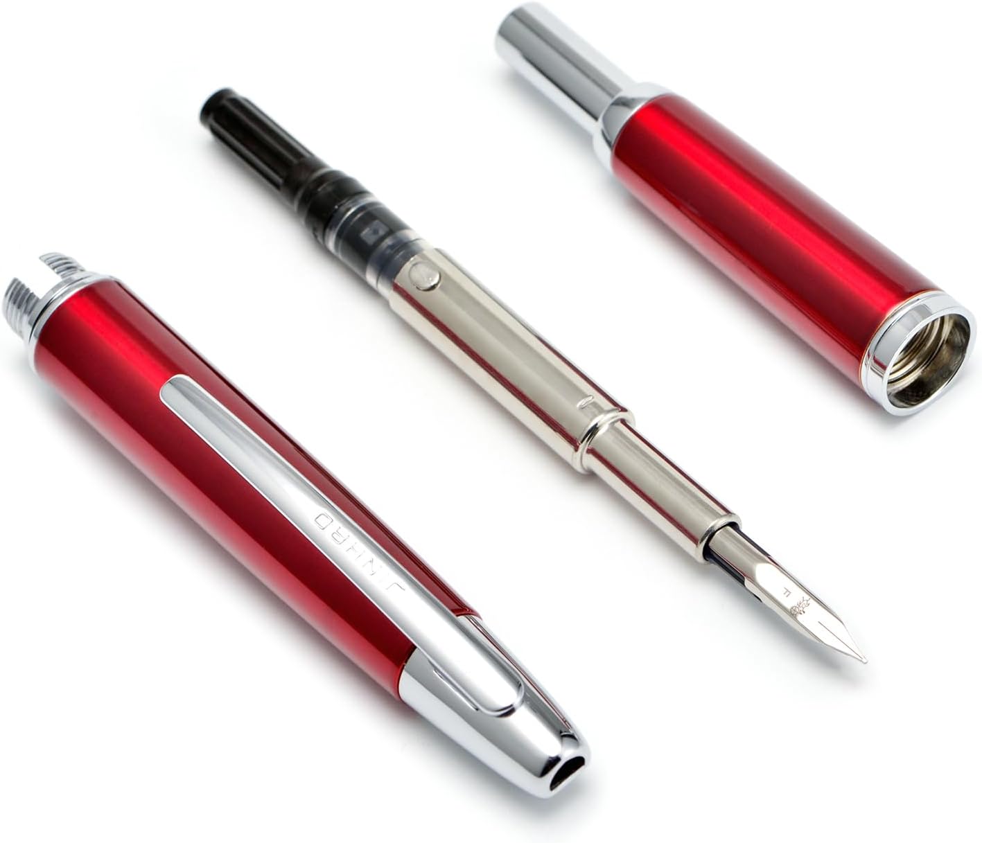 Jinhao 10 Capless Fountain Pen with Box,Retractable Fine Nib with Ink Converter Set (Silver Clip)