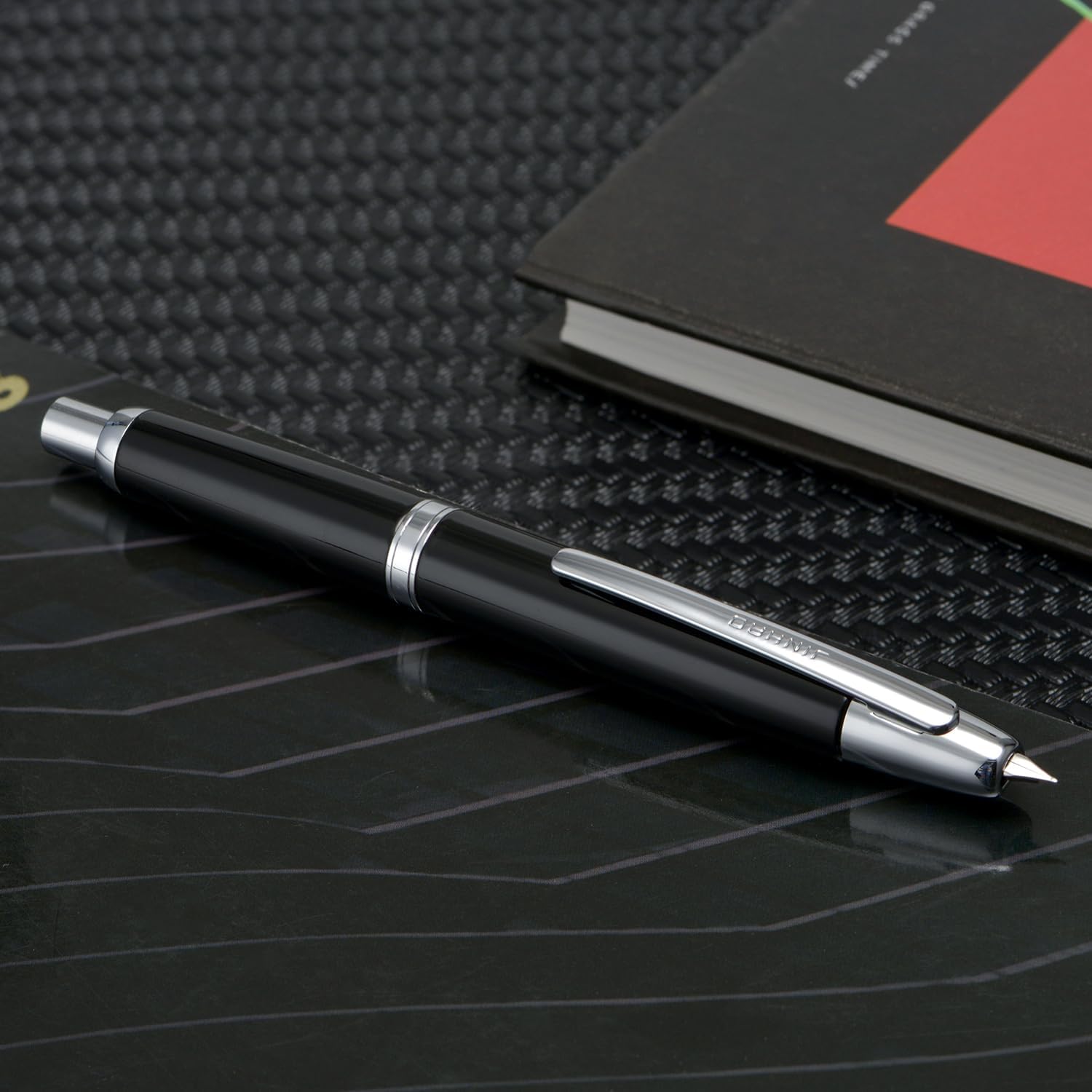 Jinhao 10 Capless Fountain Pen with Box,Retractable Fine Nib with Ink Converter Set (Silver Clip)