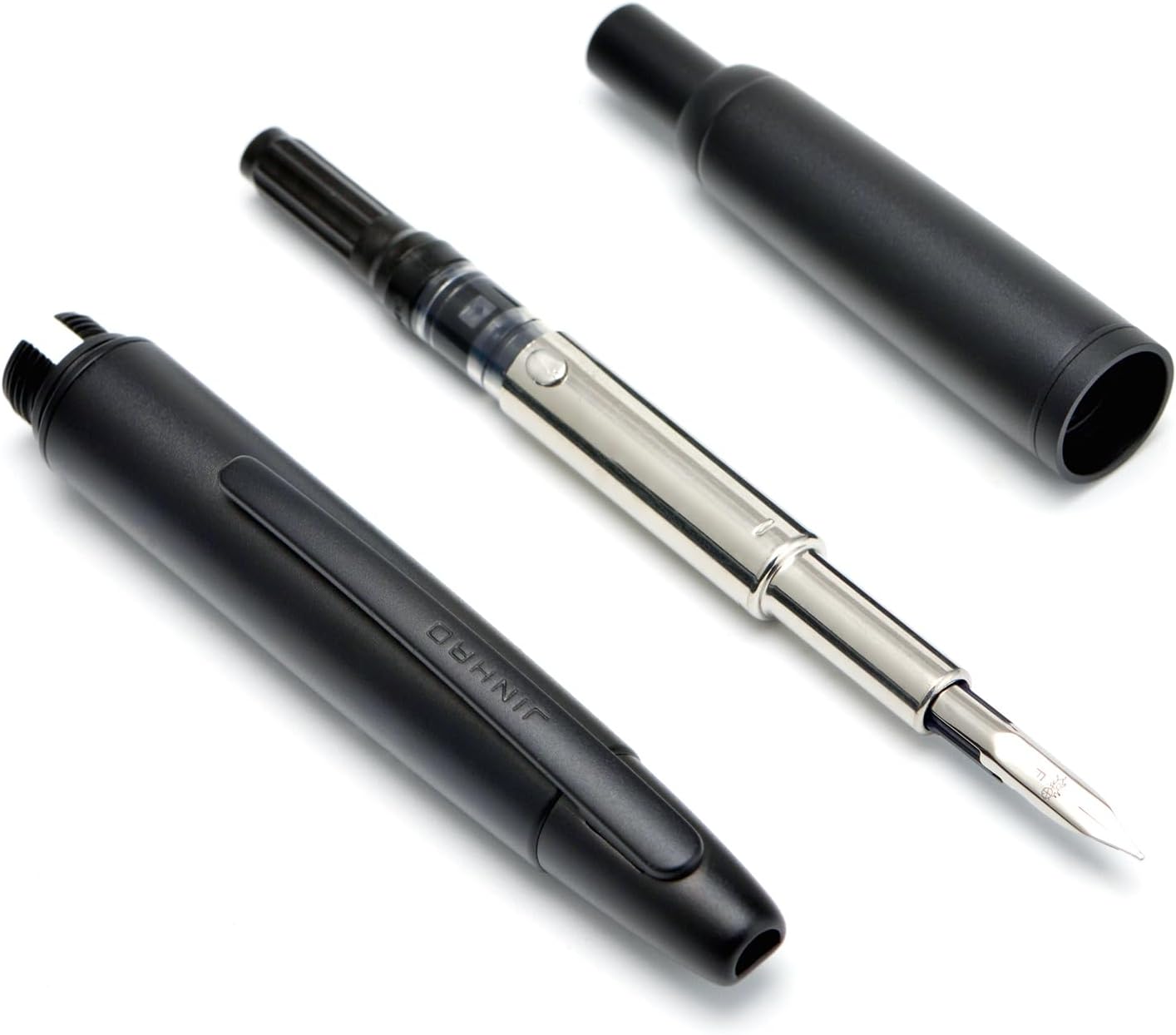 Jinhao 10 Capless Fountain Pen with Box,Retractable Fine Nib with Ink Converter Set (Silver Clip)