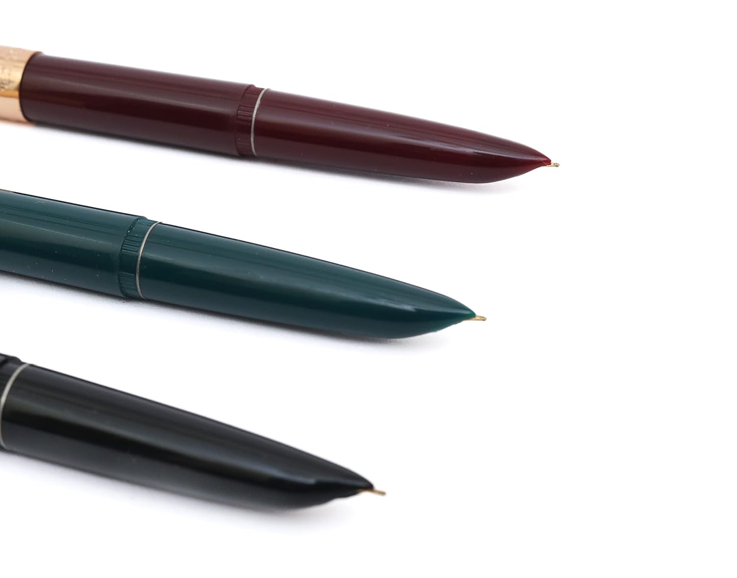Hero Pen 332 Original Fountain Pen Set – Iridium Nib, Gold Cap, Black, Green, and Maroon (Pack of 3)
