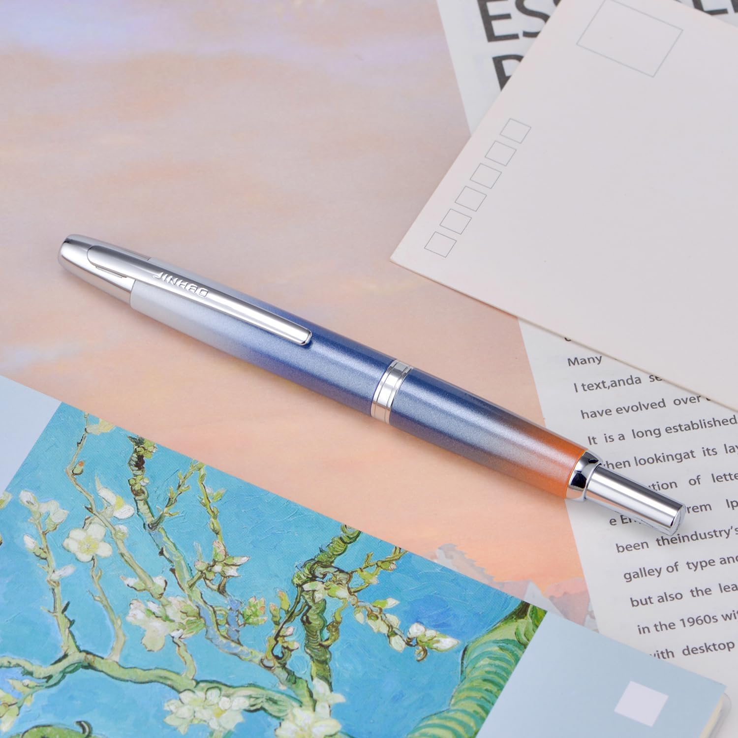Jinhao 10 Capless Fountain Pen with Box, Retractable Fine Nib with Converter Set, Metal Body, Silver Clip Version