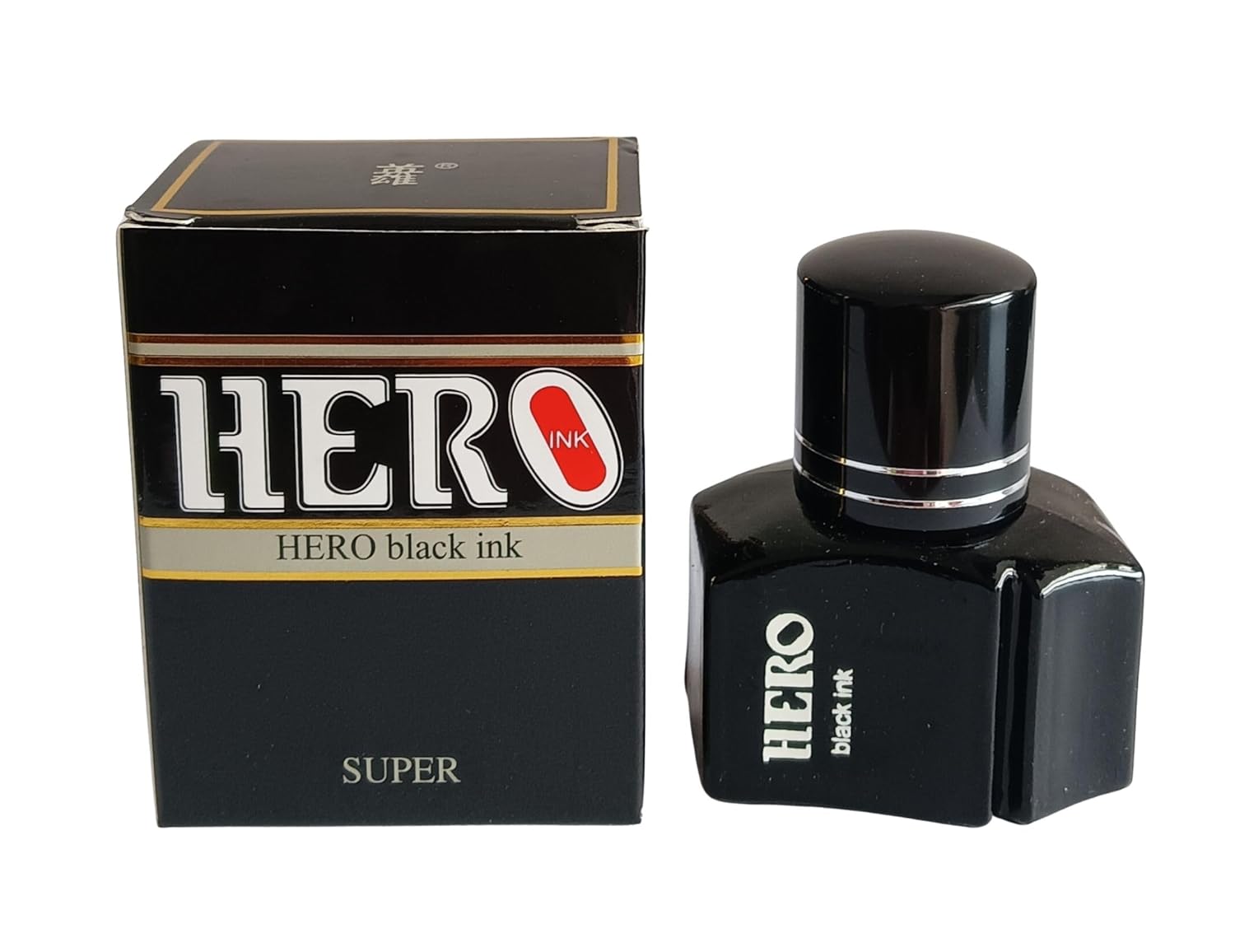 Hero 400 Fountain Pen Ink Bottle – 25ml Pure Black, Non-Carbon Ink for Fountain Pens, Dip Pens & Calligraphy – Quick Dry, Smudge-Free, Safe for Nibs