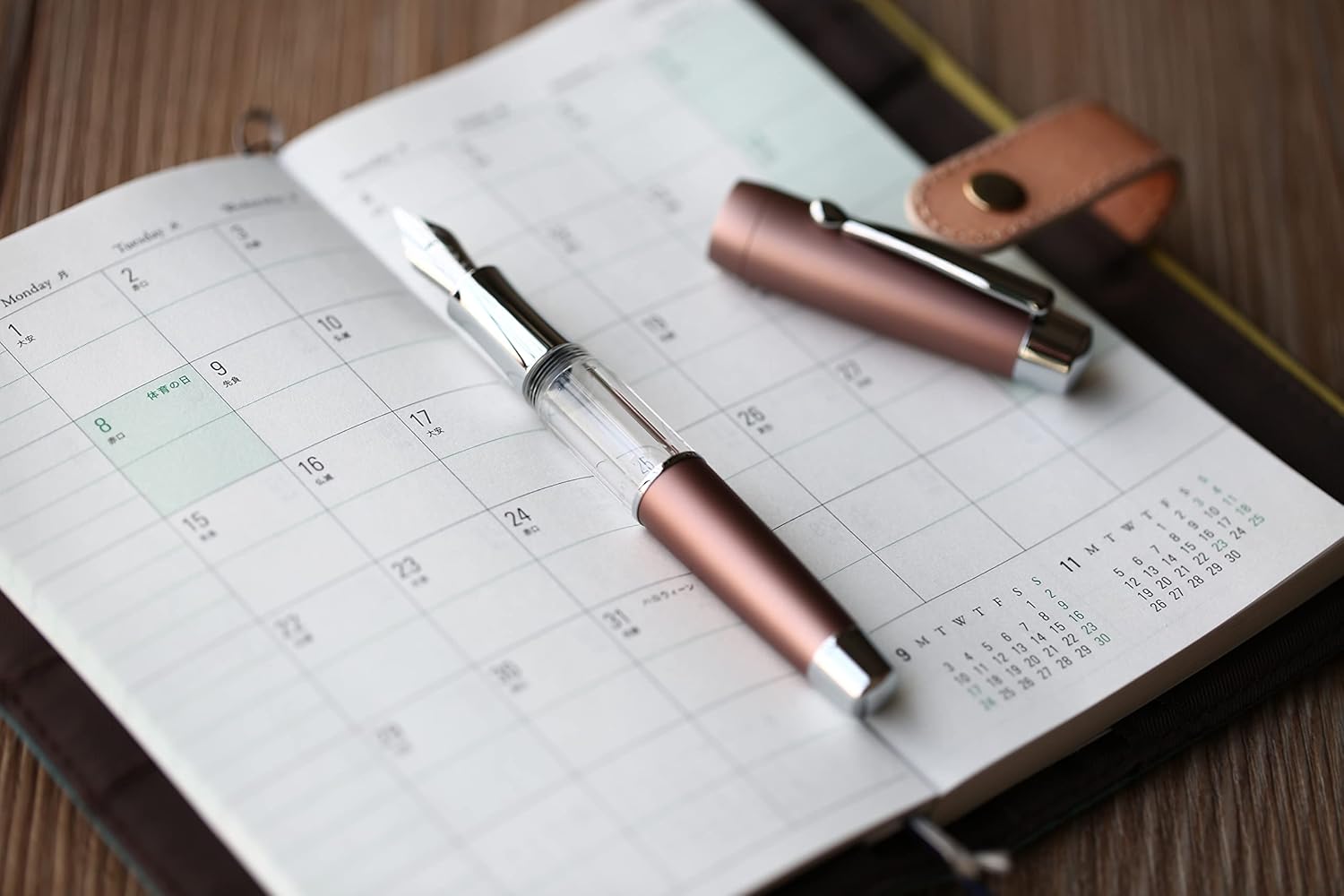 Moonman T2 Fountain Pen Elastic Piston Filling Fine Nib, Brown Acrylic Alloy Large-Capacity Ink Pen with Gift Box Set