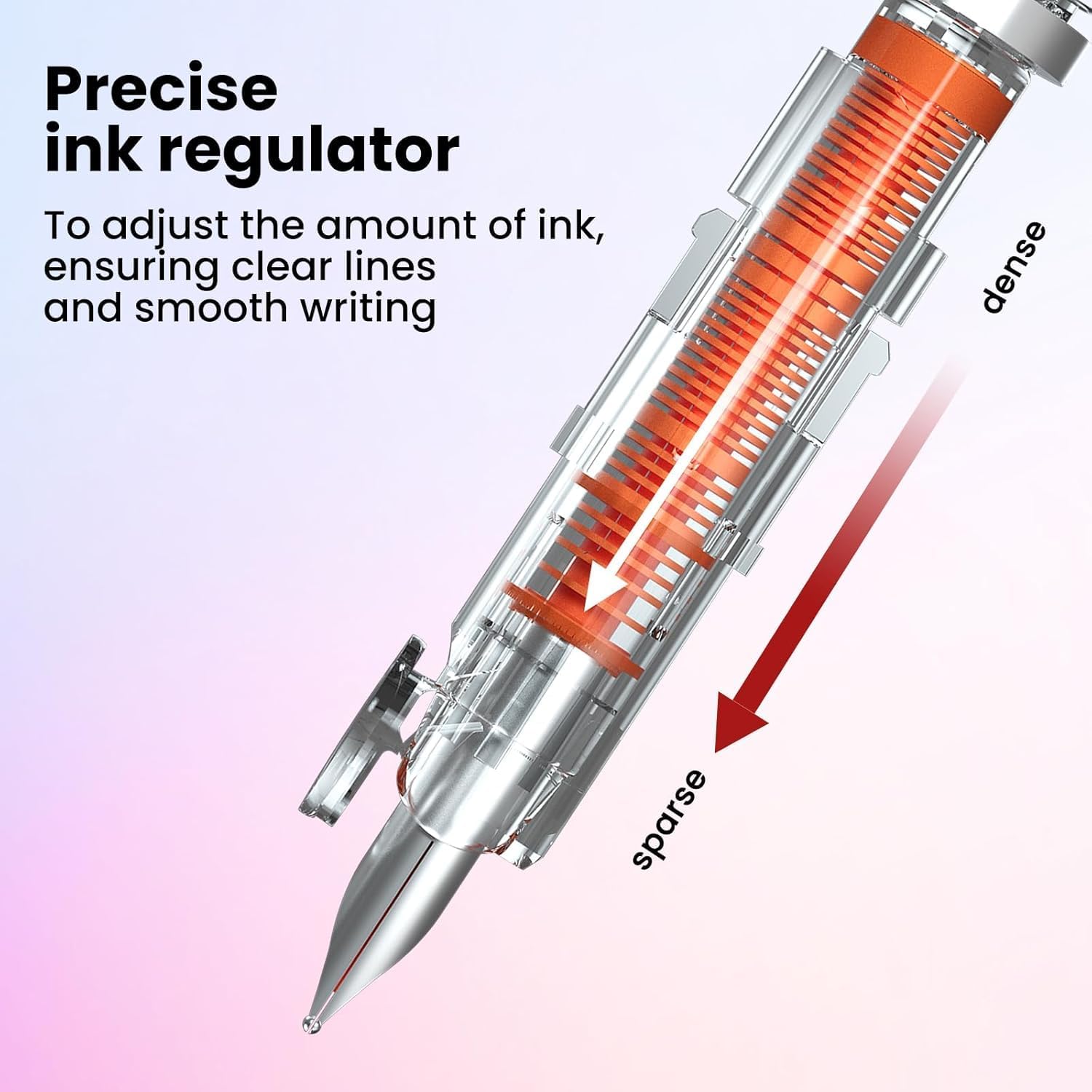 Dian Shi 1784 – Retractable Fountain Pen with 0.38mm Extra Fine Nib – Smooth Writing, 5 Blue Ink Refills (Peach)