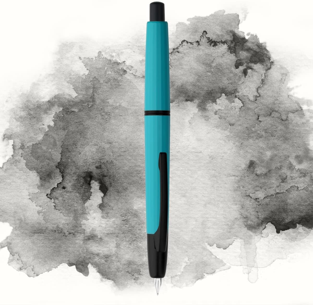 Moonman A2 Retractable Fountain Pen – Extra Fine 0.38mm Nib, Peacock Blue Resin Body, Black Clip – With Converter & Gift Box