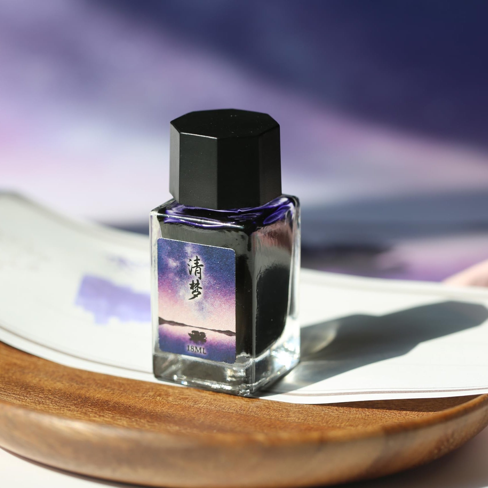 Moonman 18ml Glass Bottle Fountain Pen Colour Ink, No Blocking, Non Carbon Dye, Classic Designed Bottle Ink (Purple)