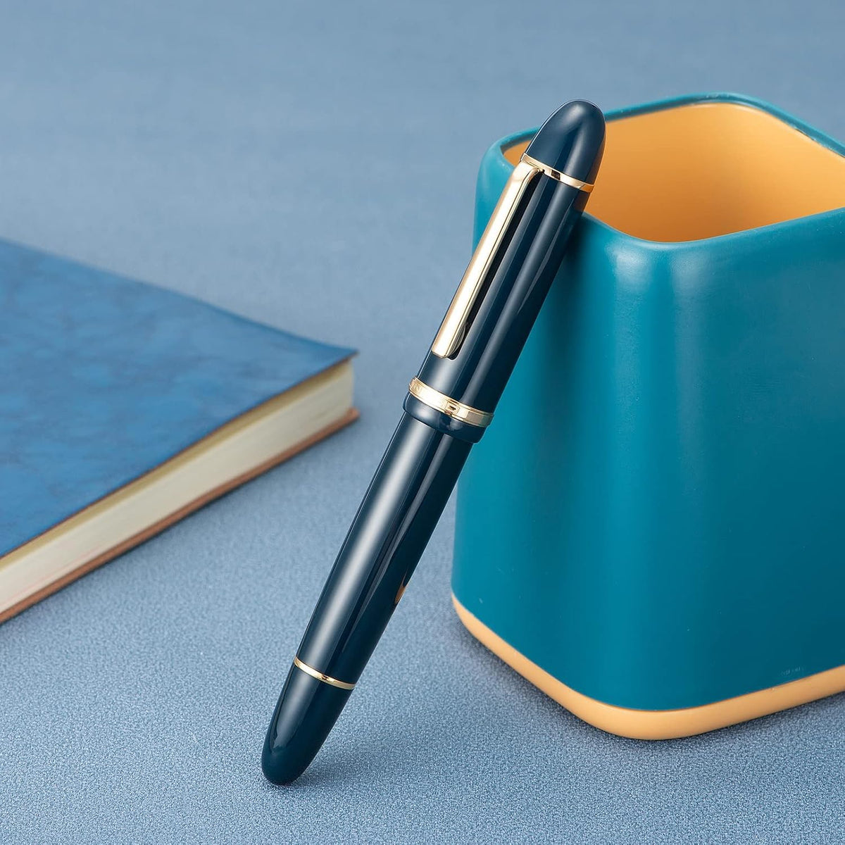 Jinhao X159 Navy Blue Fountain Pen – Medium Nib Options, Gold Clip, Big Size Acrylic Pen with Converter