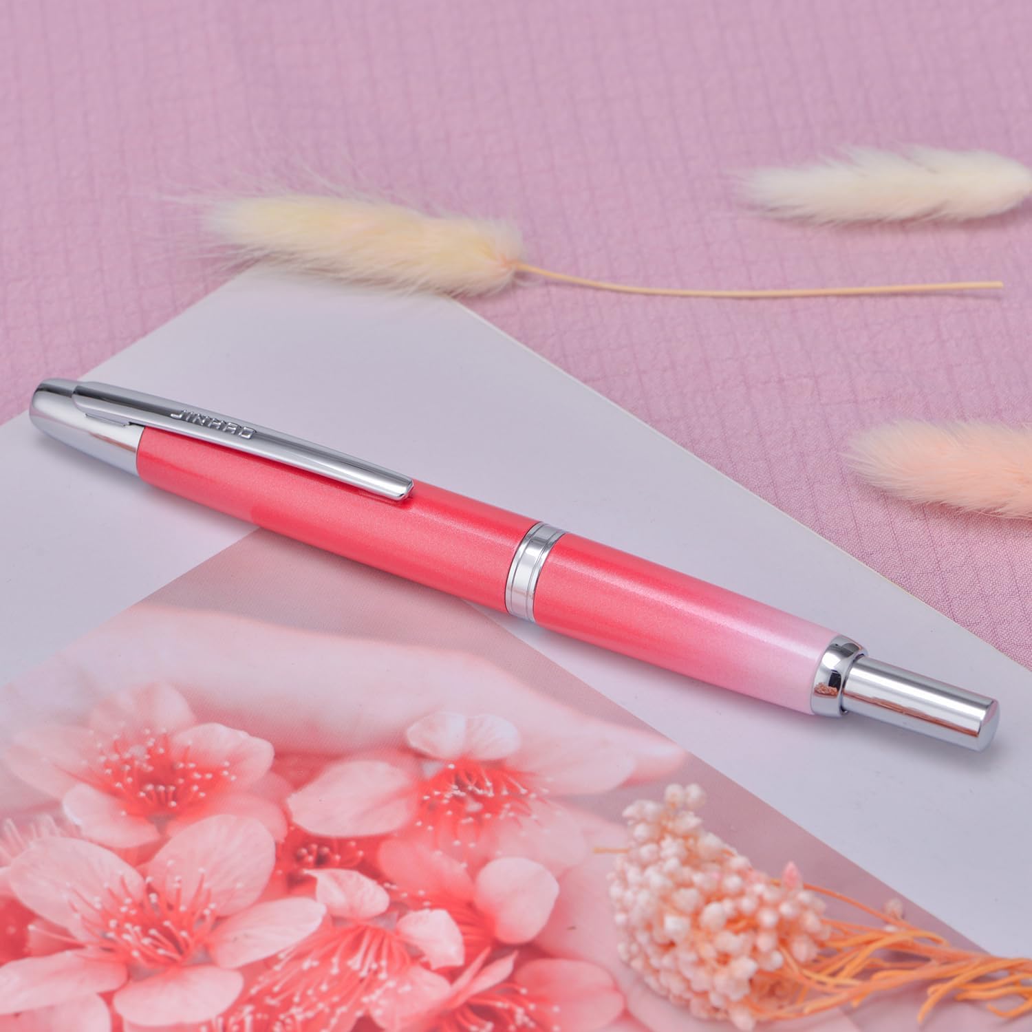Jinhao 10 Capless Fountain Pen with Box, Retractable Fine Nib with Converter Set, Metal Body, Silver Clip Version