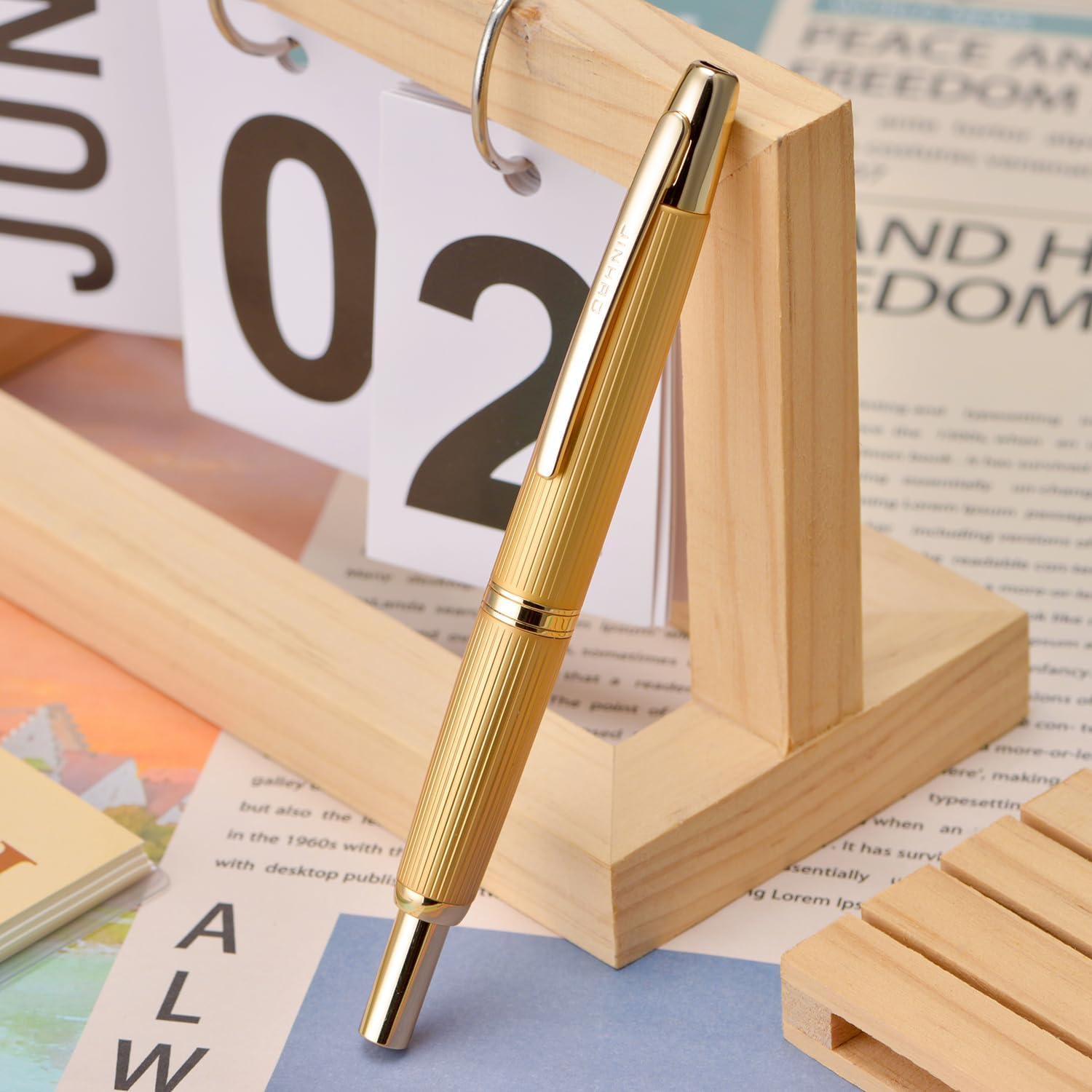 Jinhao 10 Capless Fountain Pen with Box, Retractable Fine Nib with Converter Set, Clip Version, Metal Body