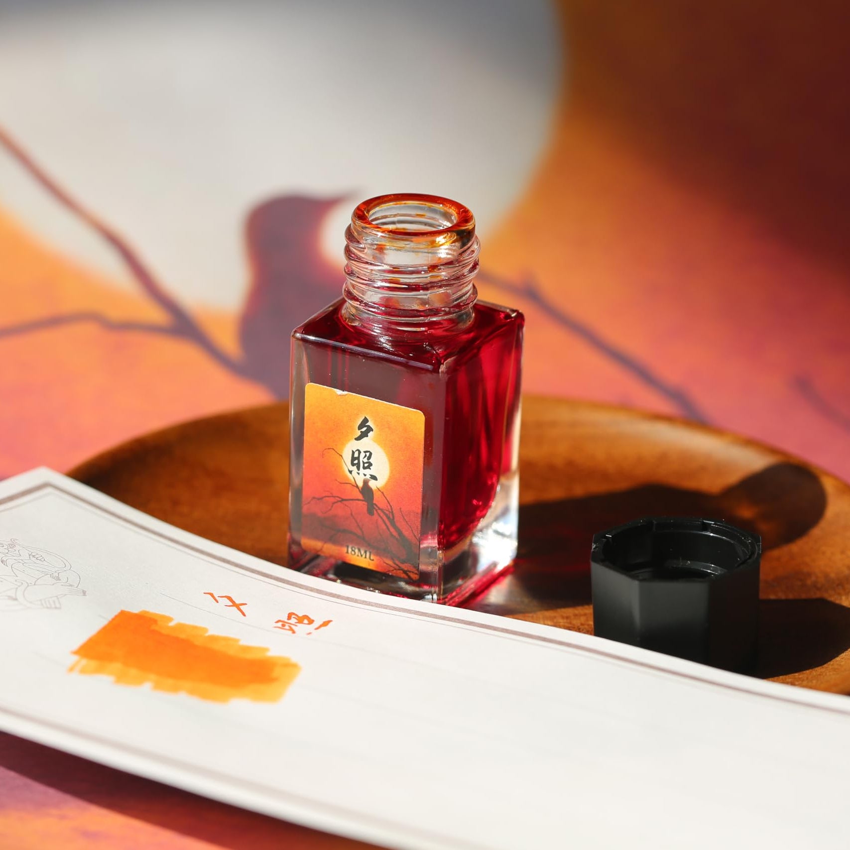 Moonman 18ml Glass Bottle Fountain Pen Colour Ink, No Blocking, Non Carbon Dye, Classic Designed Bottle Ink (Orange)