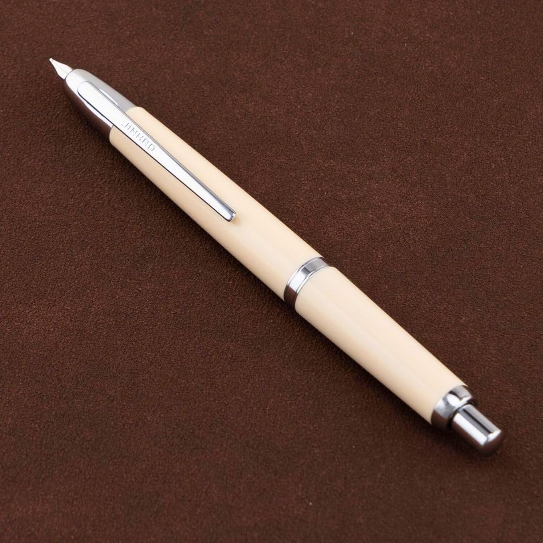 Jinhao 20 Press Retractable Fountain Pen –Ivory White Colors – Plastic Body(Silver Clip) –  Fine & Extra Fine Nib with Converter –Smooth Writing Daily Pen (No Ink Included)