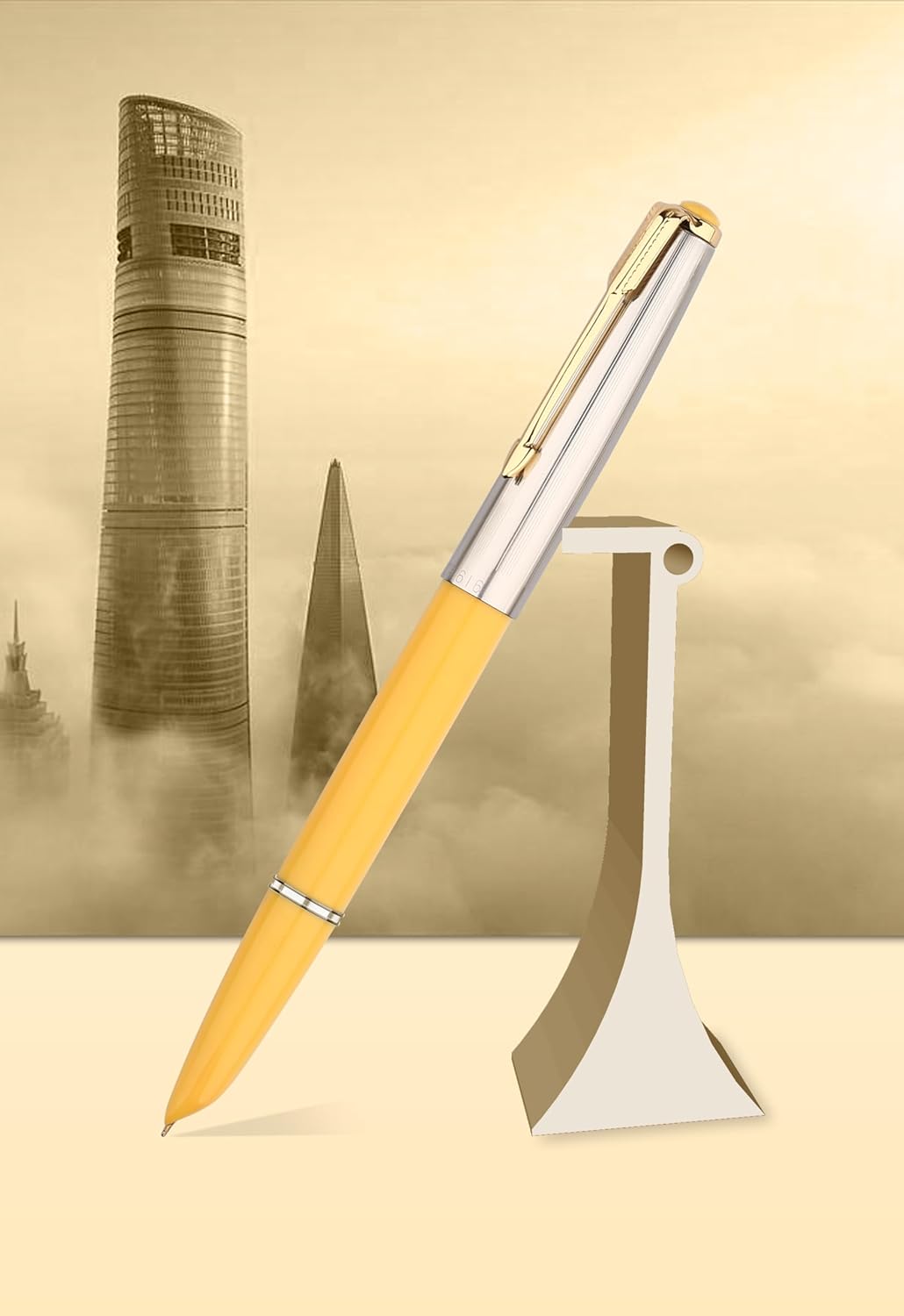 Hero 616 Fountain Pen with Iridium Extra-Fine 0.3mm Nib – Gold Cap, Smooth Writing, Lightweight Design with Converter – Available in Black, White, Yellow, Blue & Red