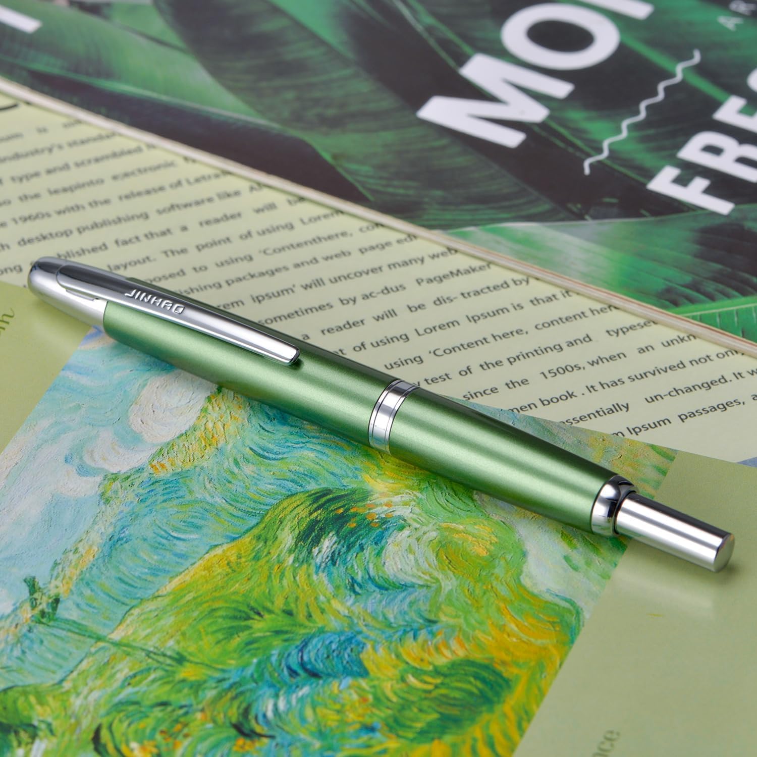 Jinhao 10 Capless Fountain Pen with Box,Retractable Fine Nib with Ink Converter Set (Silver Clip)