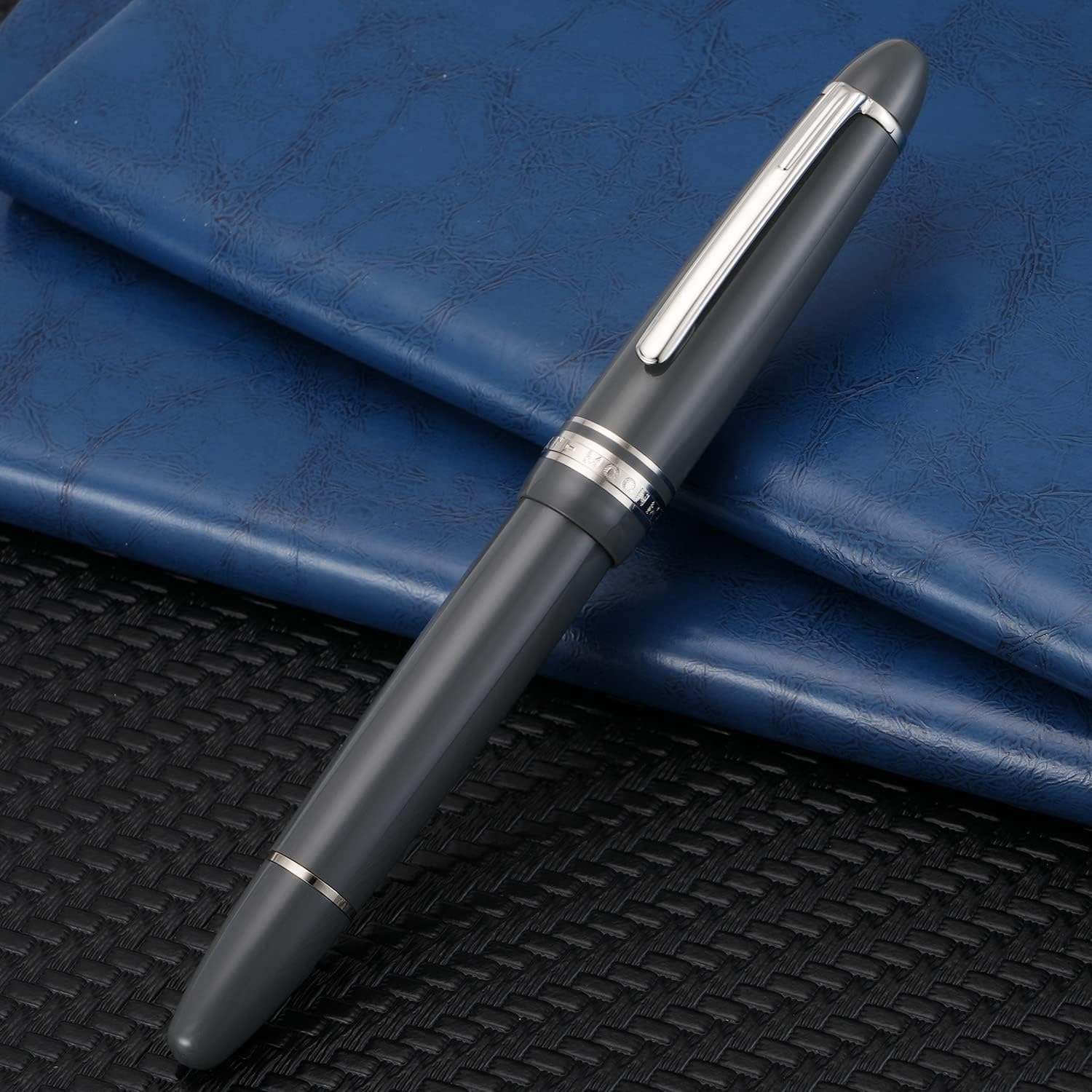 Moonman P136 Piston Fountain Pen –Grey Resin Body with Silver Clip, Extra Fine, Fine, Medium, Broad Nib Options, Comes with Gift Box