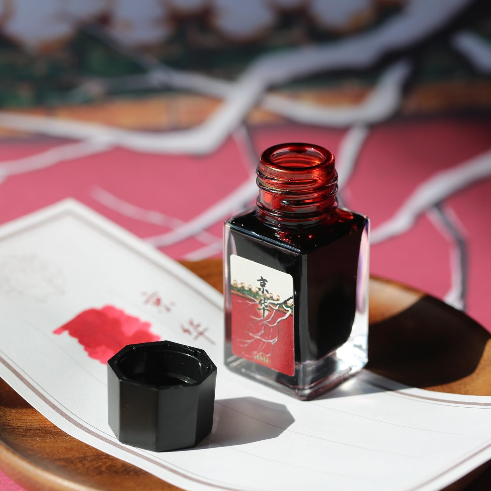Moonman 18ml Glass Bottle Fountain Pen Colour Ink, No Blocking, Non Carbon Dye, Classic Designed Bottle Ink (Chrerry Red)