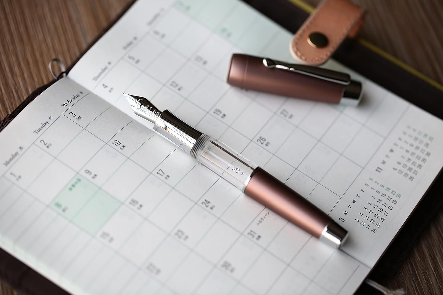 Moonman T2 Fountain Pen Elastic Piston Filling Fine Nib, Brown Acrylic Alloy Large-Capacity Ink Pen with Gift Box Set